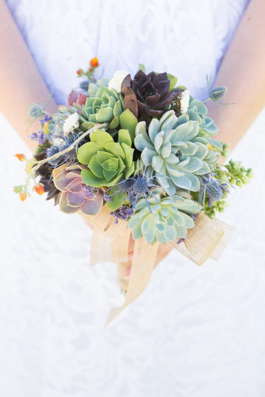 colorful succulent bridal bouquet wedding