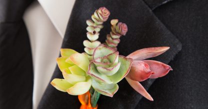 how to create a colorful succulent boutonniere for wedding