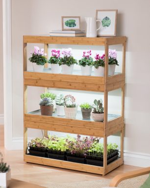 gardeners supply bamboo plant shelf