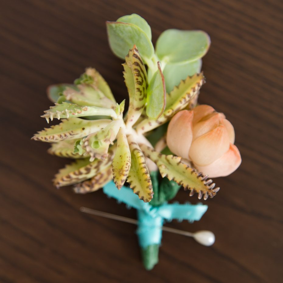 colroful unique succulent boutonniere diy wedding