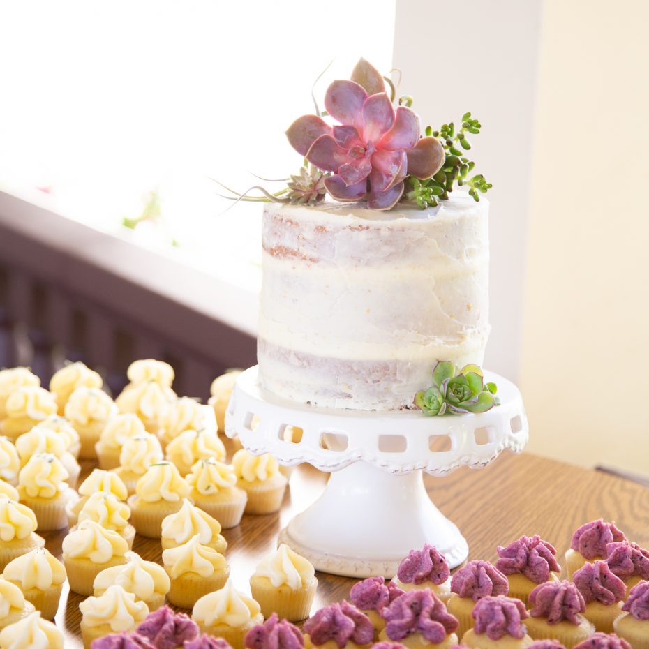 naked wedding cake succulent topper purple echeveria perle von nurnberg sedum aeonium