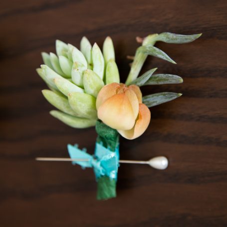 orange blue teal succulent boutonniere diy sedum senecio haworthia