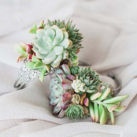 wedding bracelet corsage made with succulents