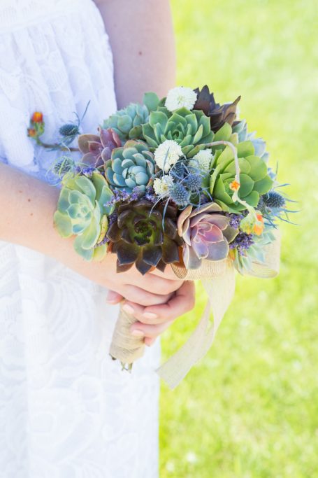 bridal bouquet made with succulent cuttings save cuttings to plant in arrangement