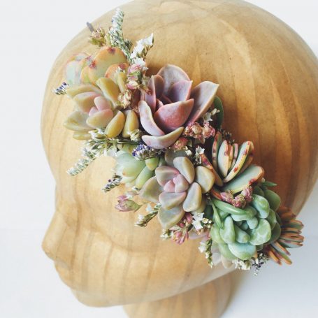 floral crown succulents purple green pink handmade