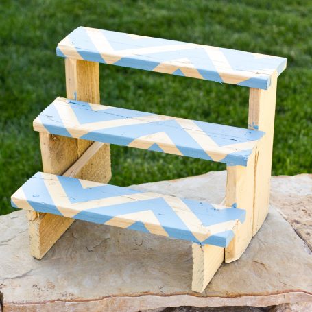 chevron painted wood plant riser for succulents