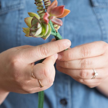 wrap floral tape around wire to hide stems succulent boutonniere diy